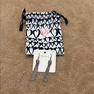 Brighton Silver Tassel Earrings with Heart Pouch